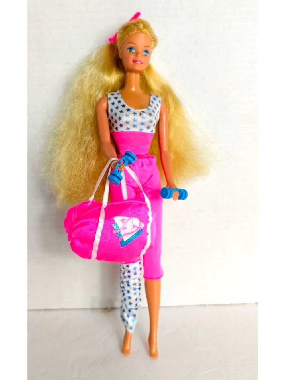 1989 Barbie All Stars Aerobics Doll #9099 Sports Club Pink Outfit & Dumbbells
